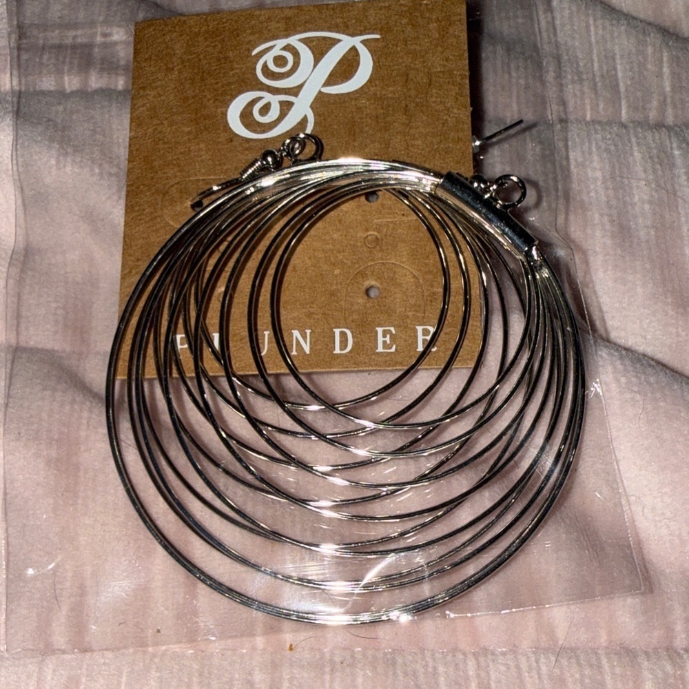 Plunder Shiny Silver Multi-Hoop Earrings